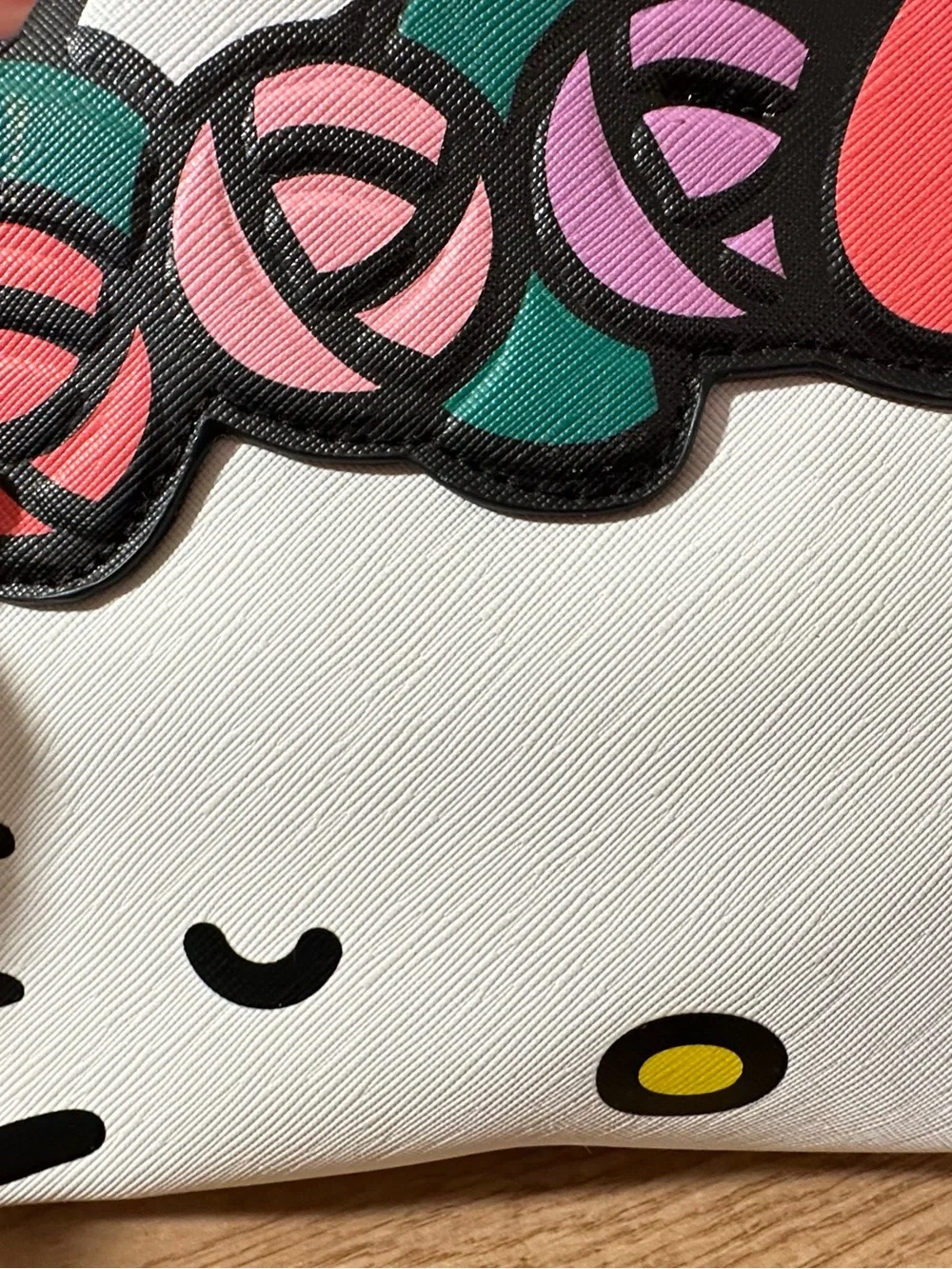 Hello Kitty White Pouch or cosmetic Bag with Pink & Green Floral Bow